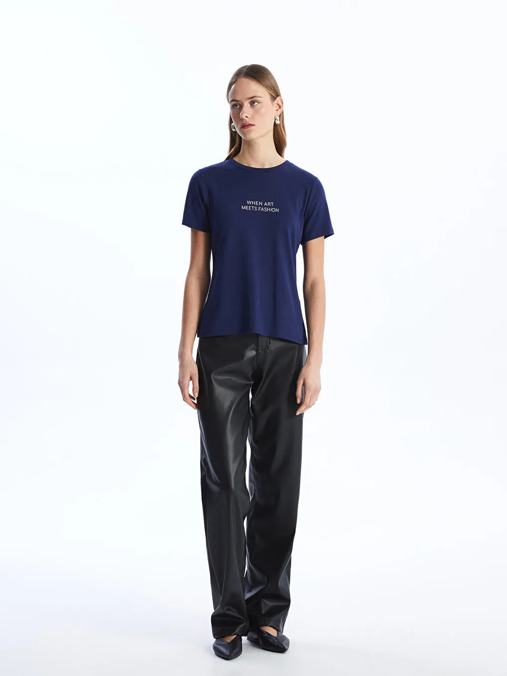 Crew Neck Printed Short Sleeve Women's T-Shirt