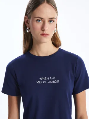 Crew Neck Printed Short Sleeve Women's T-Shirt