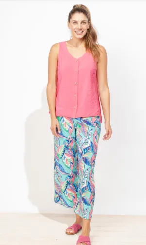 Crinkle Rayon Solid Calypso Tank - Watermelon