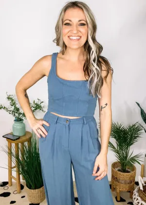 Denim Corset Pant Set