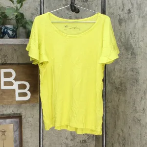 DG2 by Diane Gilman Women's Hi Low Flutter Sleeve T-Shirt Chartreuse XL