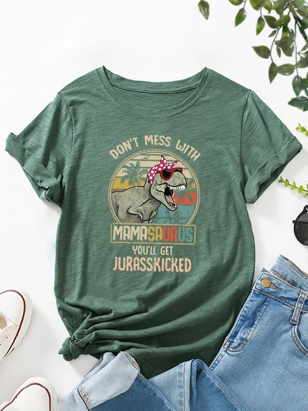 Dinosaur Graphic Print Round Neck Tee