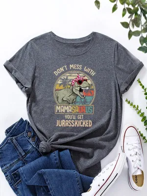Dinosaur Graphic Print Round Neck Tee