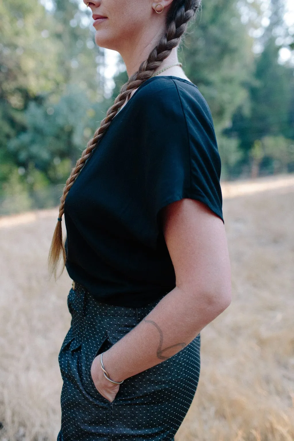Dolman Top in Black Challis