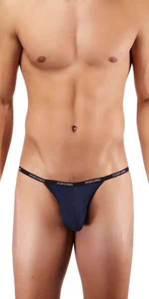 DOREANSE 1330 Ribbed Modal T-thong In Navy