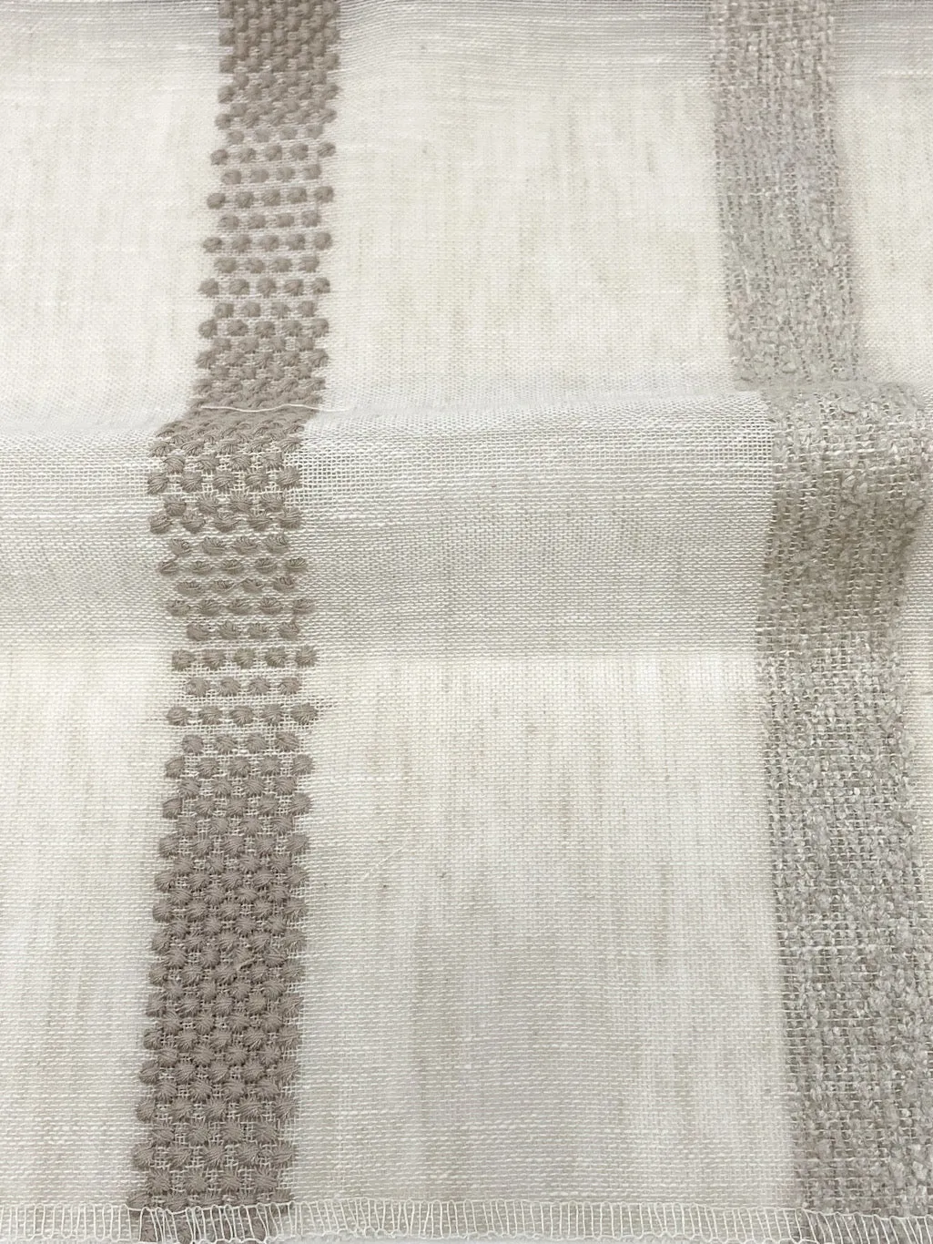 Dot and Texture Stripe Embroidery Blend sheer Linen Fabric By The Yard/CL1118