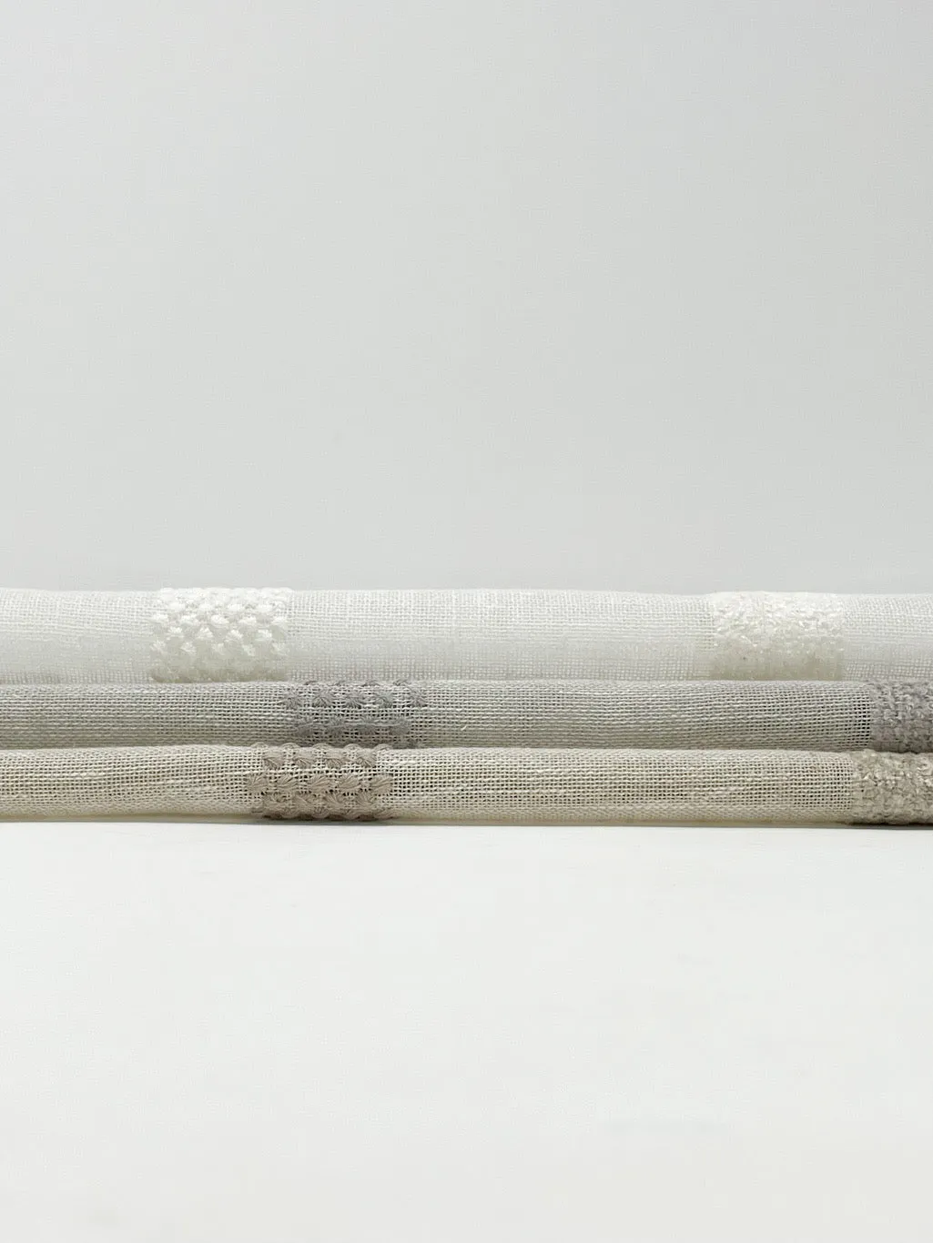 Dot and Texture Stripe Embroidery Blend sheer Linen Fabric By The Yard/CL1118