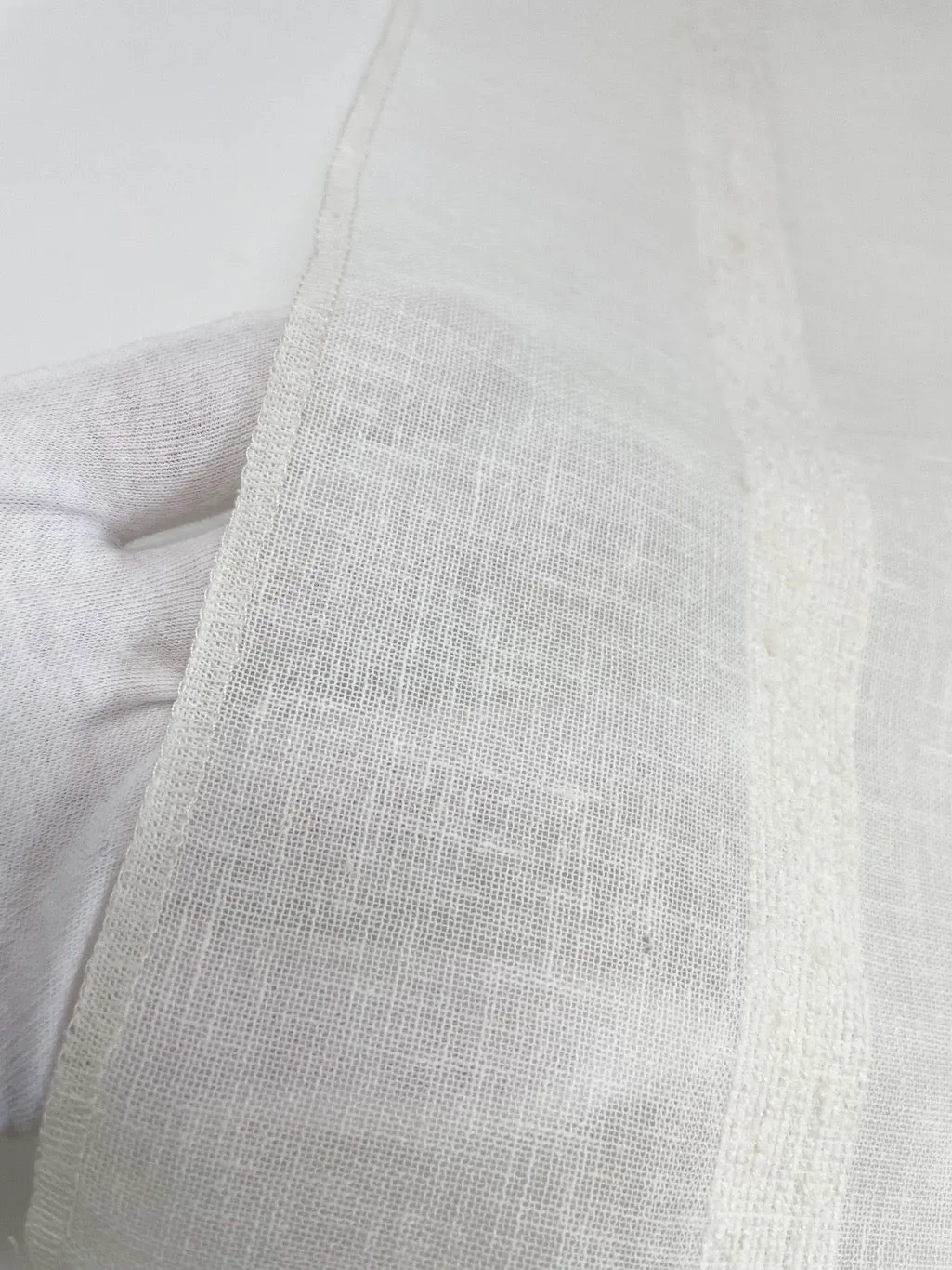 Dot and Texture Stripe Embroidery Blend sheer Linen Fabric By The Yard/CL1118