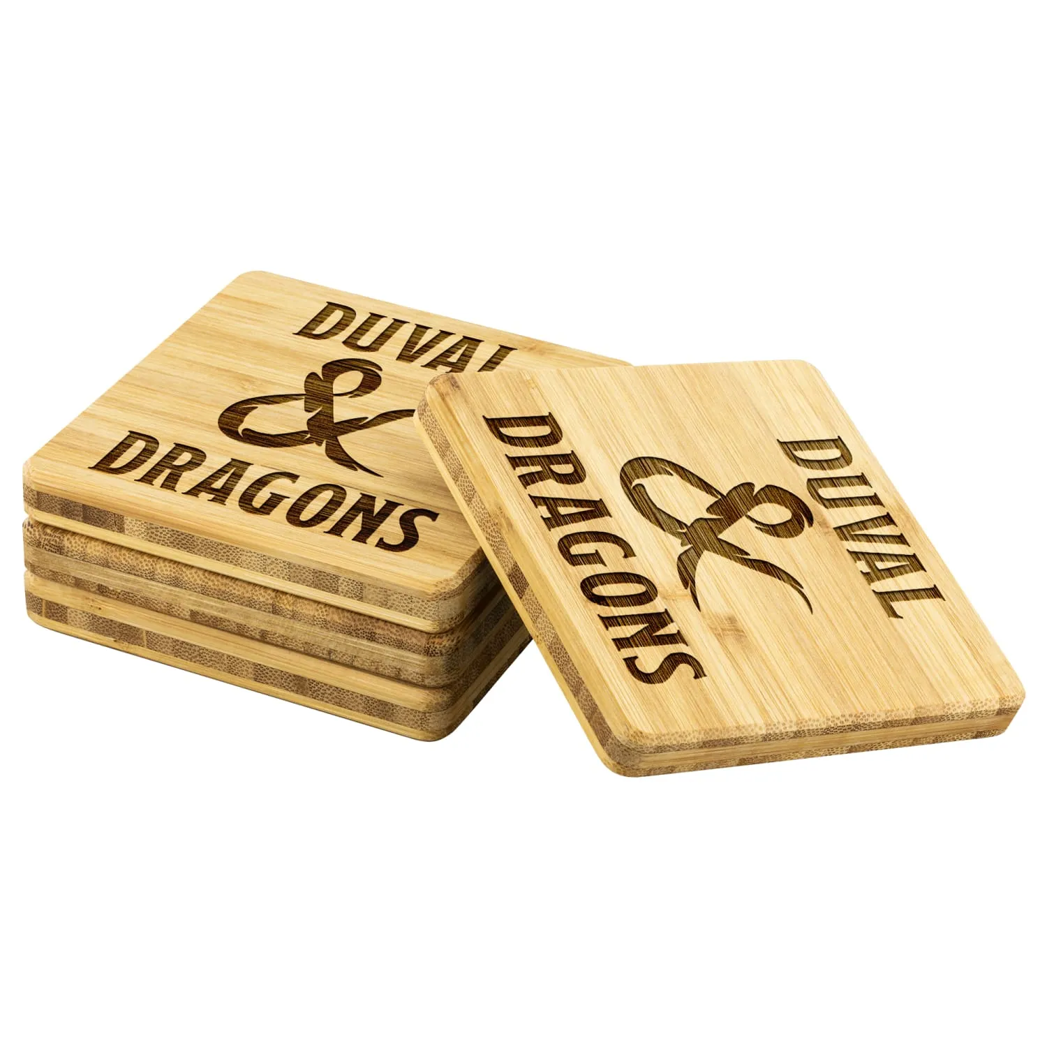 Duval & Dragons Logo Bamboo Coaster Set of 4