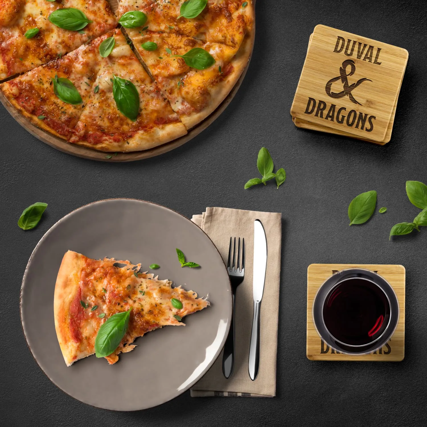 Duval & Dragons Logo Bamboo Coaster Set of 4