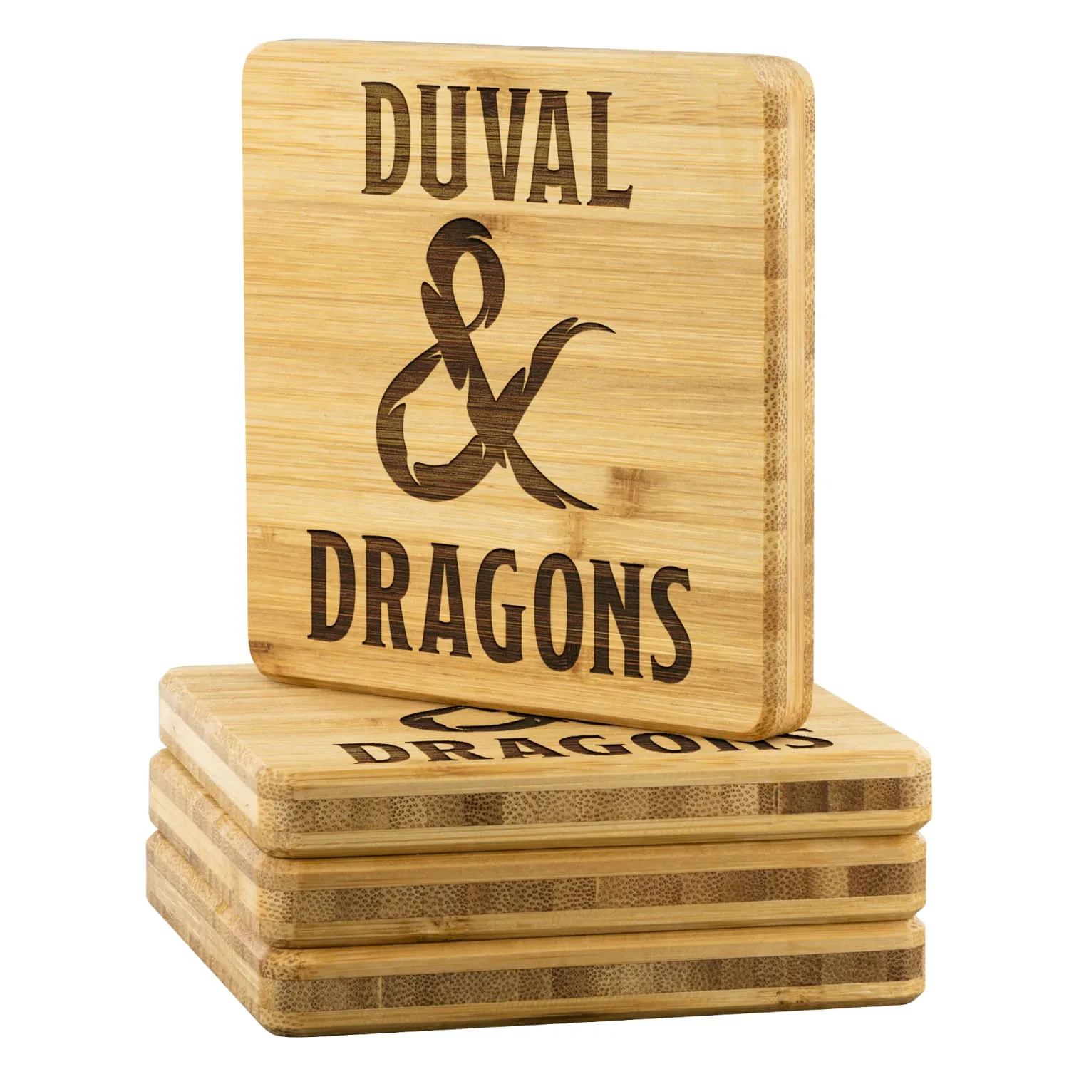 Duval & Dragons Logo Bamboo Coaster Set of 4