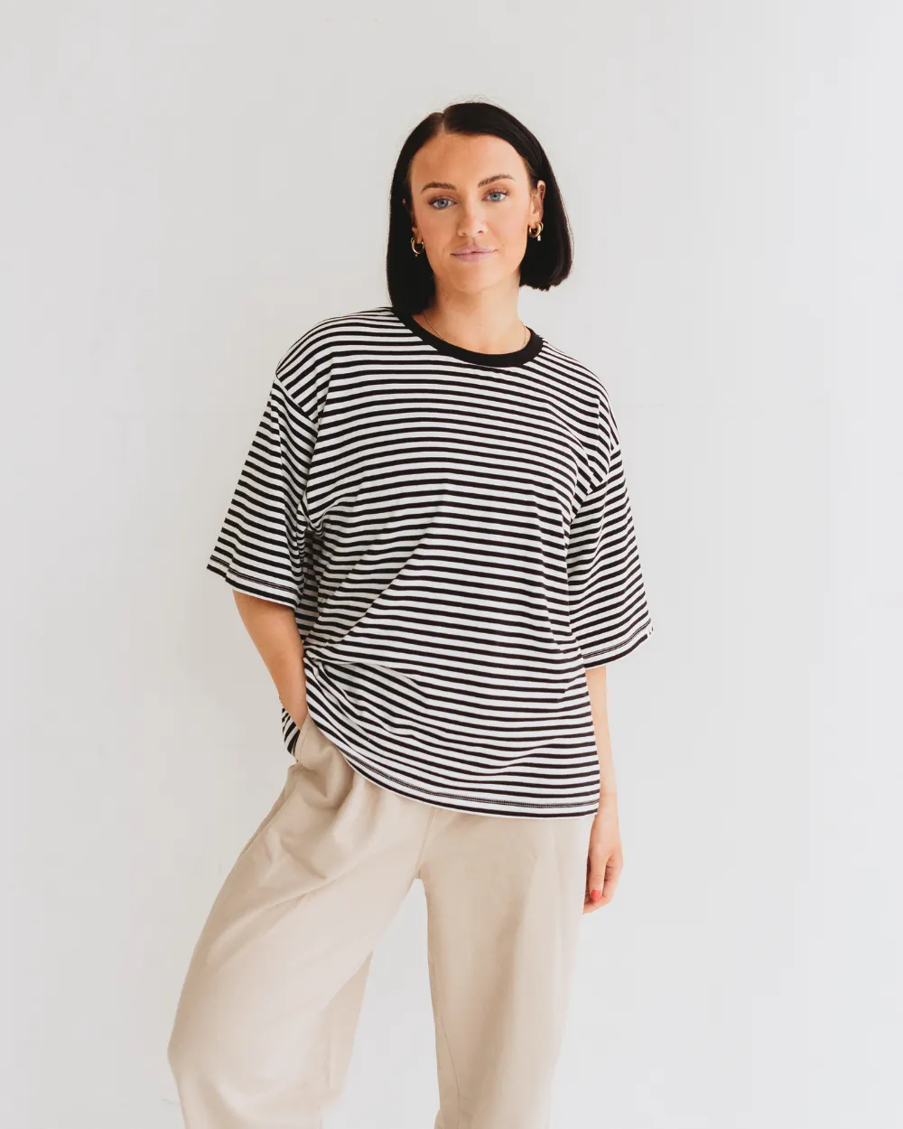 Elsie Multicolour Stripe Print Oversized T-Shirt