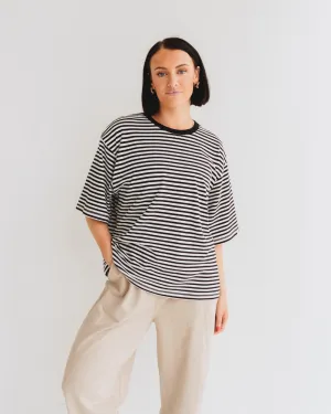 Elsie Multicolour Stripe Print Oversized T-Shirt