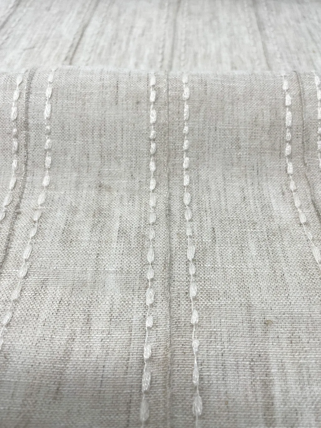Embroidery Dot and Texture Stripe Blend sheer Linen Fabric By The Yard/CL1126
