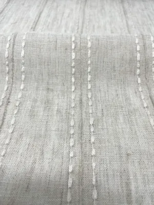 Embroidery Dot and Texture Stripe Blend sheer Linen Fabric By The Yard/CL1126