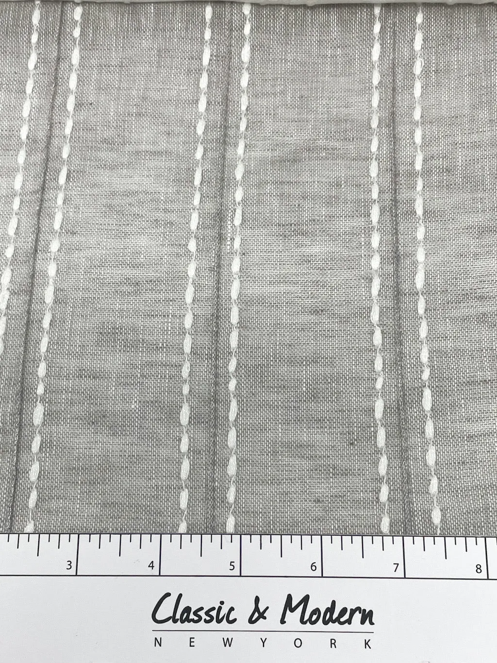 Embroidery Dot and Texture Stripe Blend sheer Linen Fabric By The Yard/CL1126