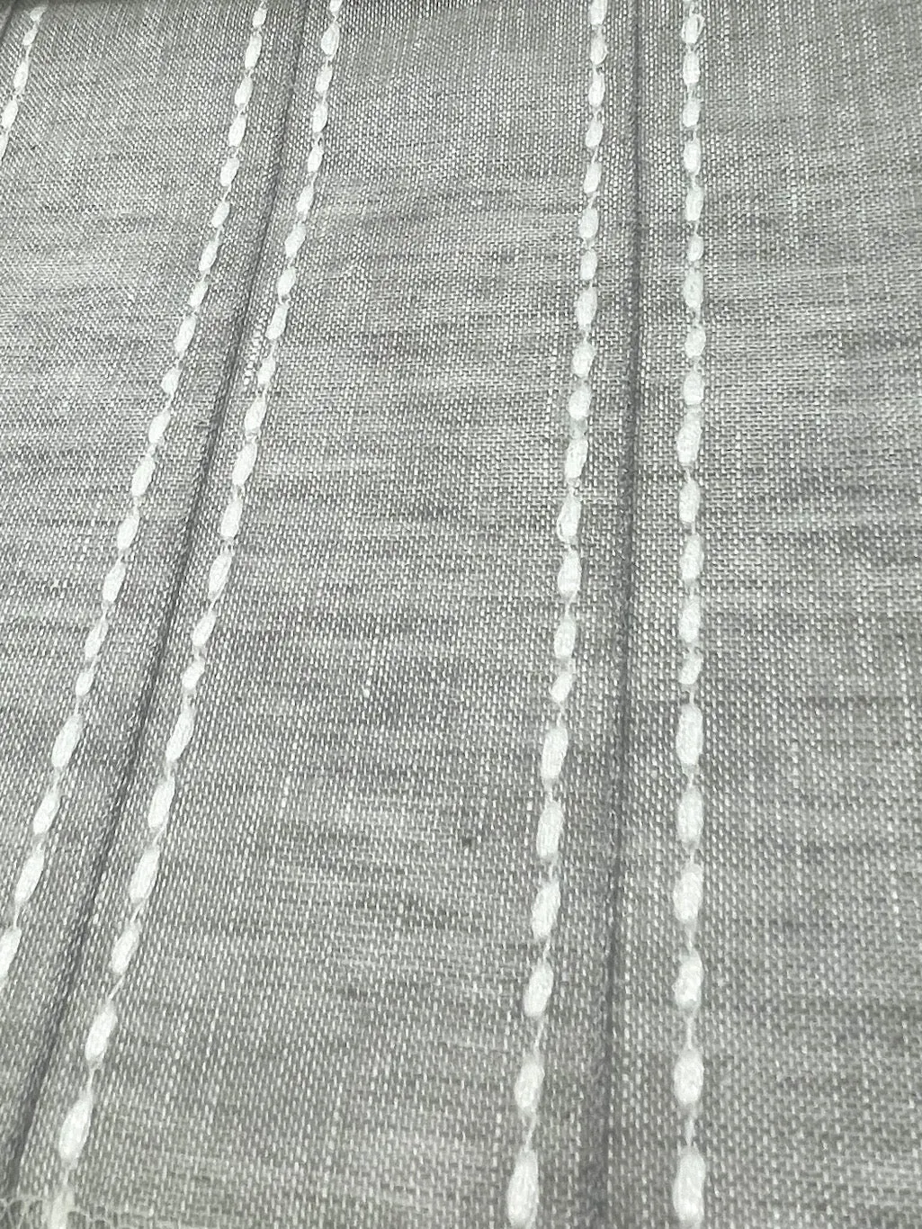 Embroidery Dot and Texture Stripe Blend sheer Linen Fabric By The Yard/CL1126