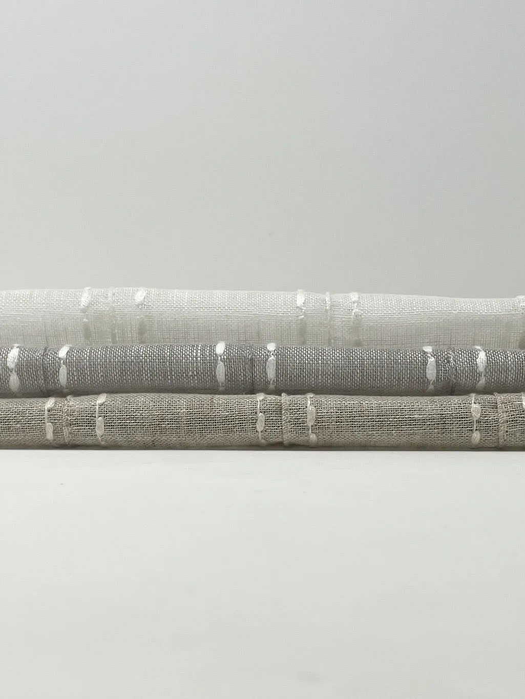 Embroidery Dot and Texture Stripe Blend sheer Linen Fabric By The Yard/CL1126