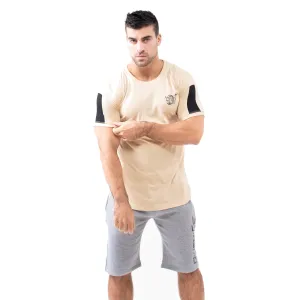 Estremo Fitness Flex-Knit Crew Neck Tees - Beige