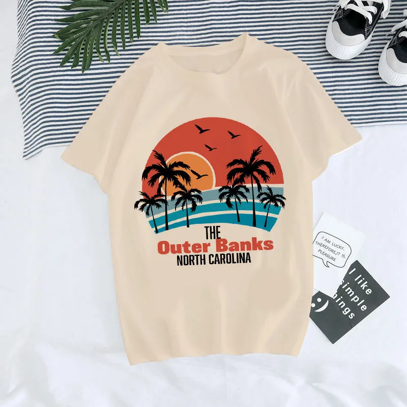 European and American, Digital Round Neck Printed, Summer T-shirt
