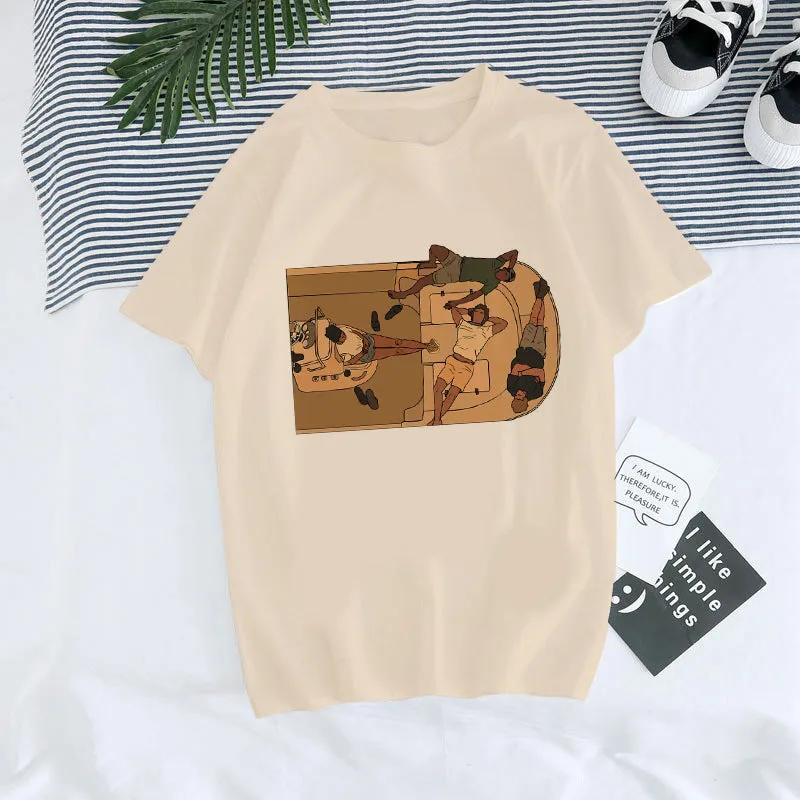 European and American, Digital Round Neck Printed, Summer T-shirt