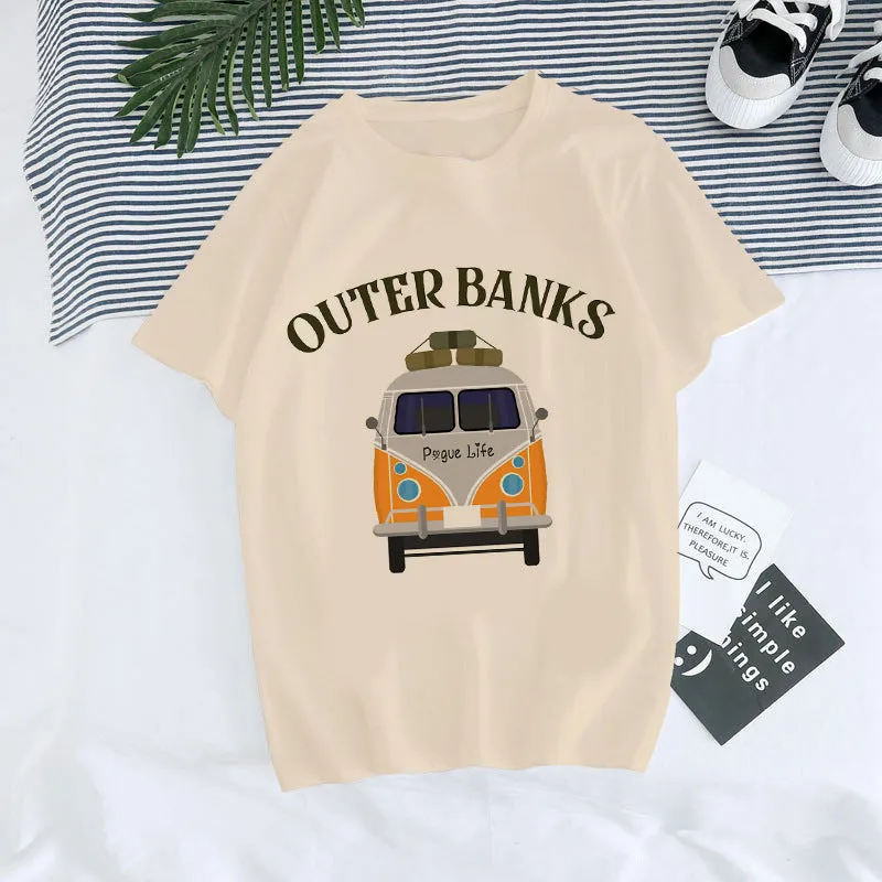 European and American, Digital Round Neck Printed, Summer T-shirt