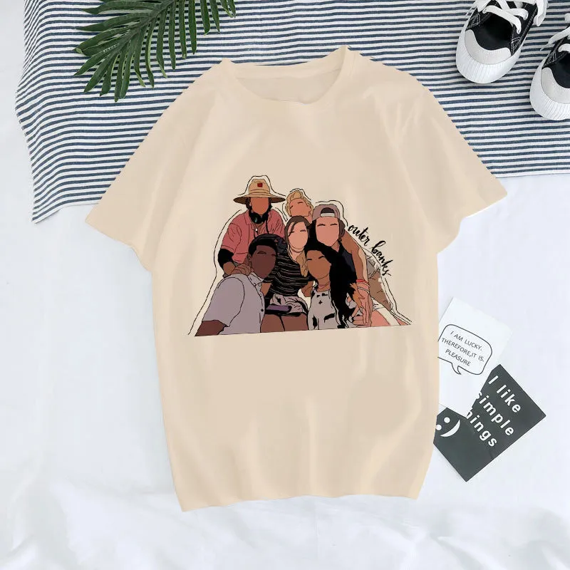 European and American, Digital Round Neck Printed, Summer T-shirt