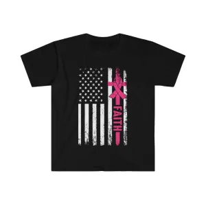 Faith Ribbon, American Flag Unisex Soft style T-Shirt