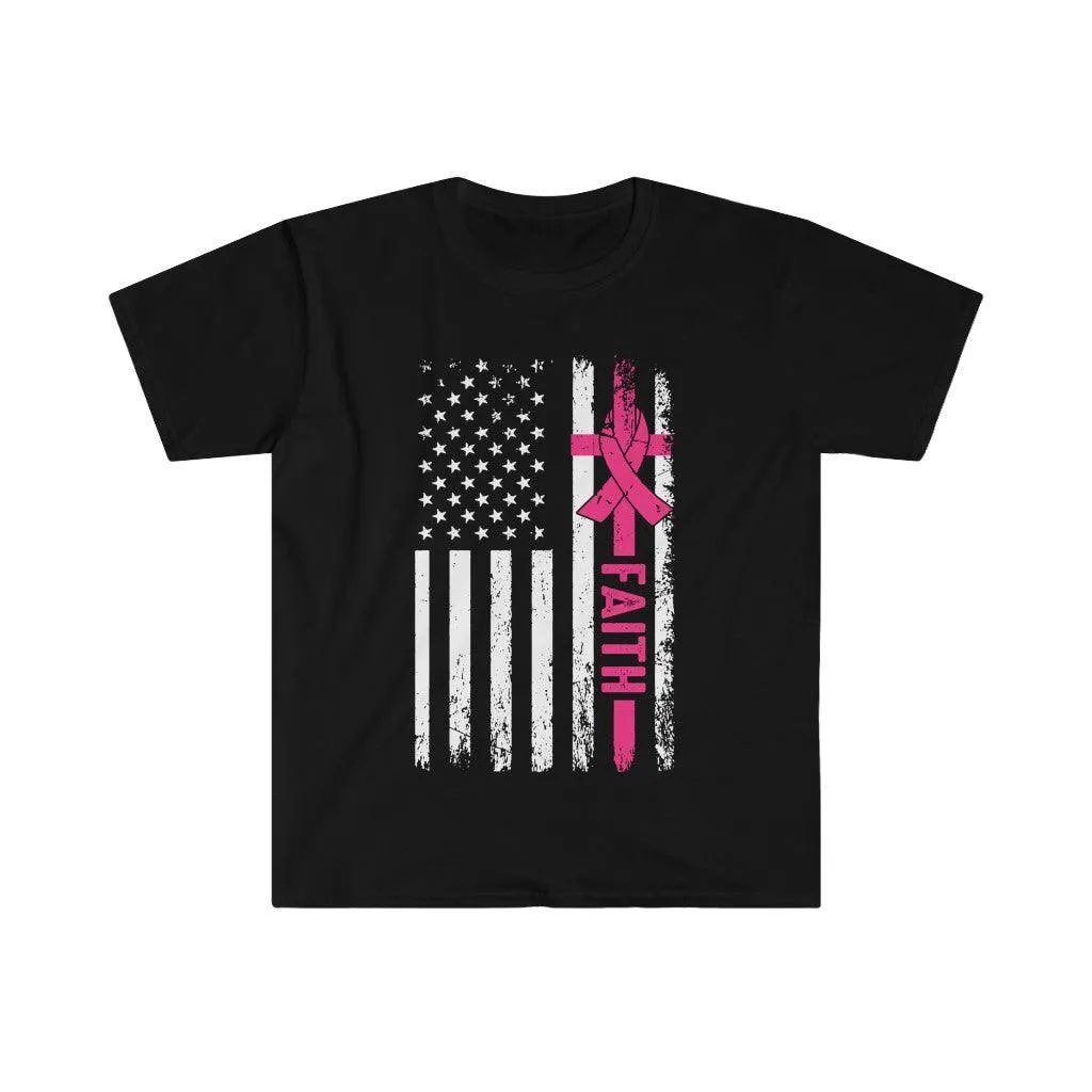 Faith Ribbon, American Flag Unisex Soft style T-Shirt