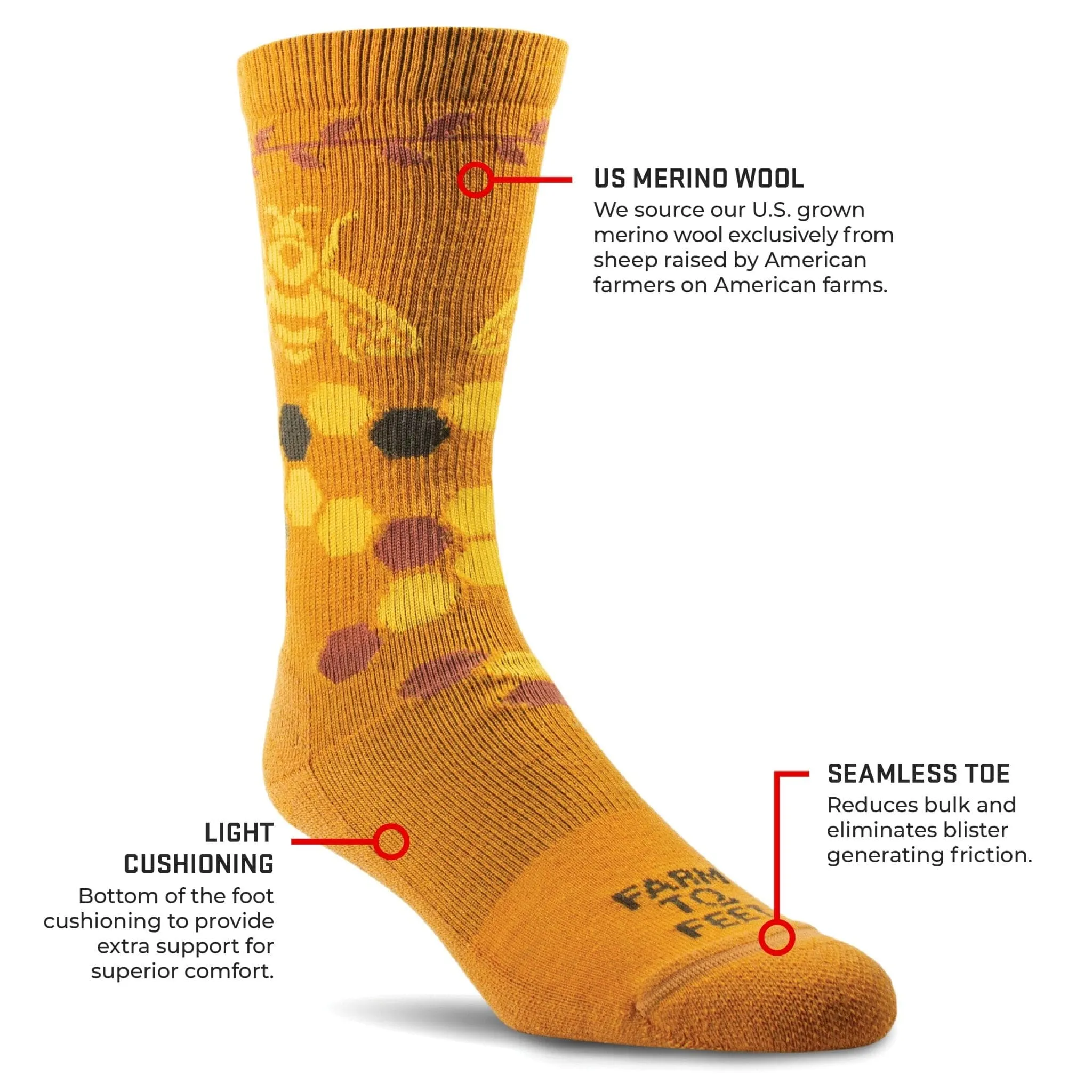 Farm to Feet Womens Ashland Everyday Light Cushion Crew Socks