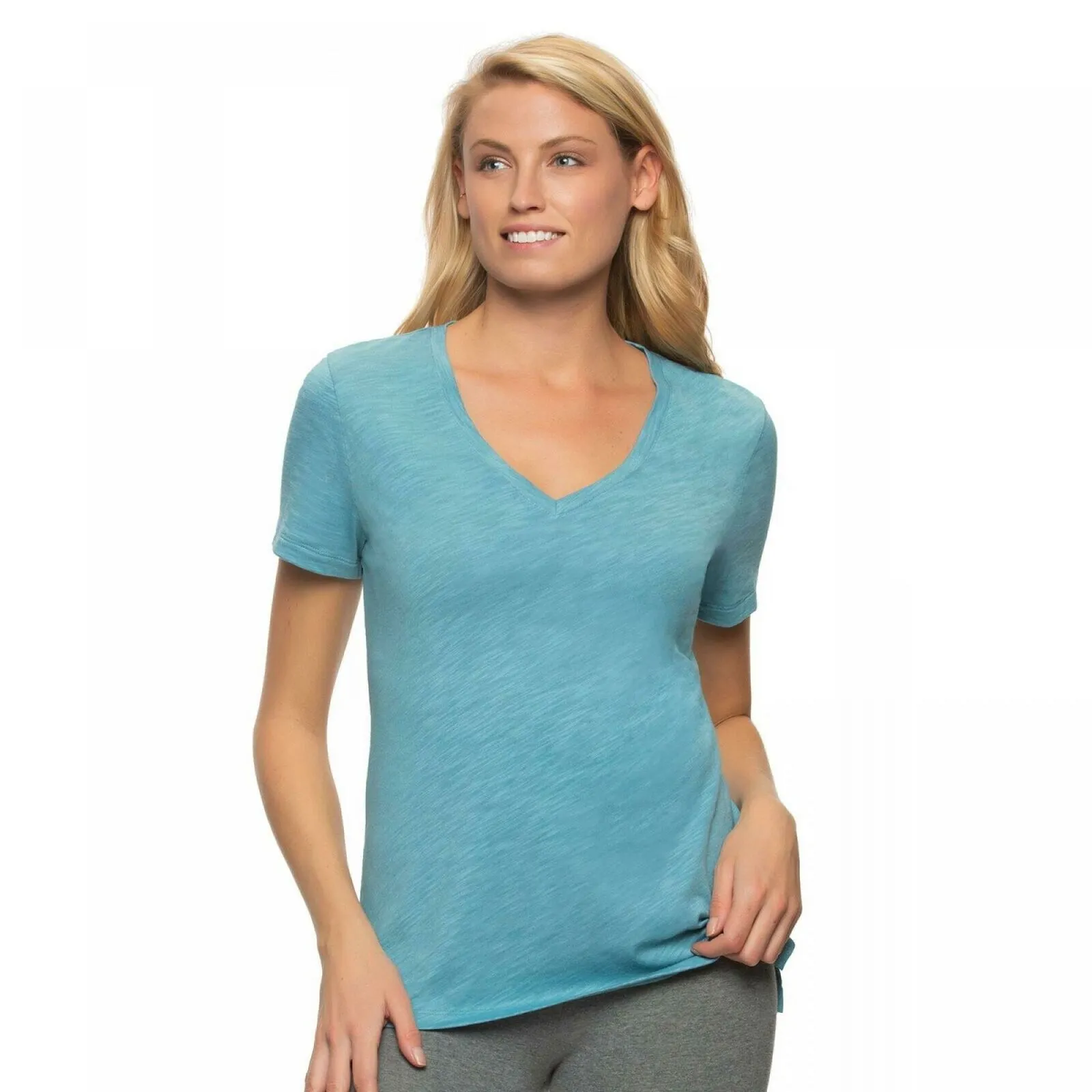 Felina Women's V-Neck Slub Knit T-Shirt