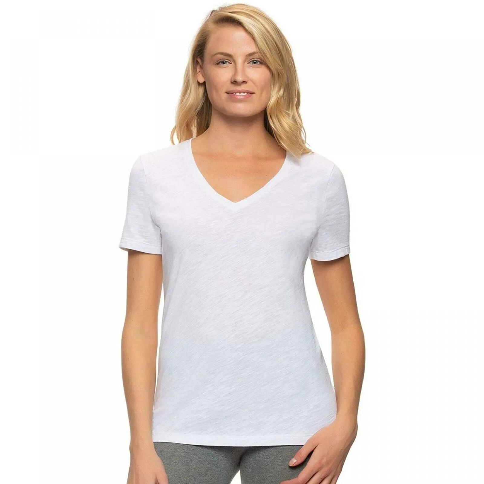 Felina Women's V-Neck Slub Knit T-Shirt