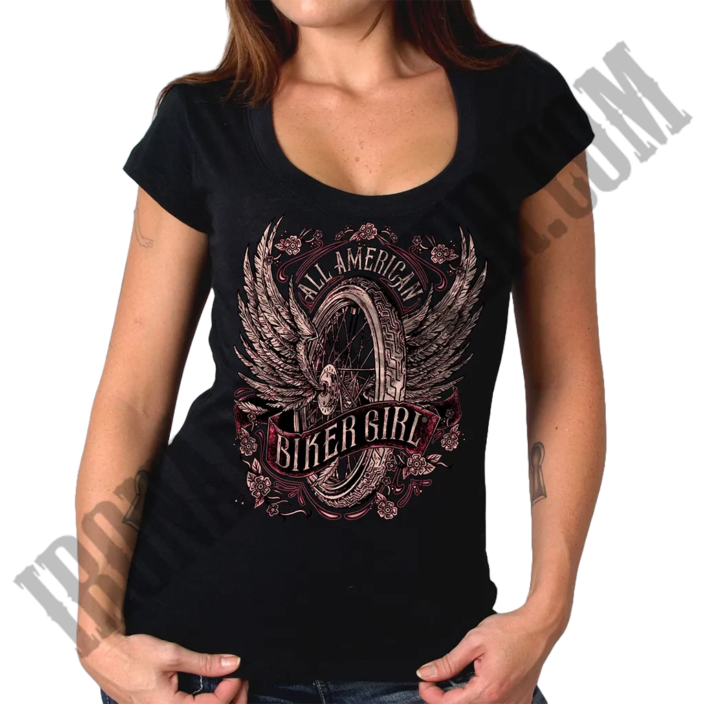 Flying Wheel Scoop Neck Tee