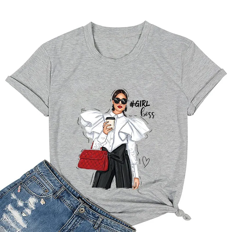 Girl Boss With Coffee Cotton Tee