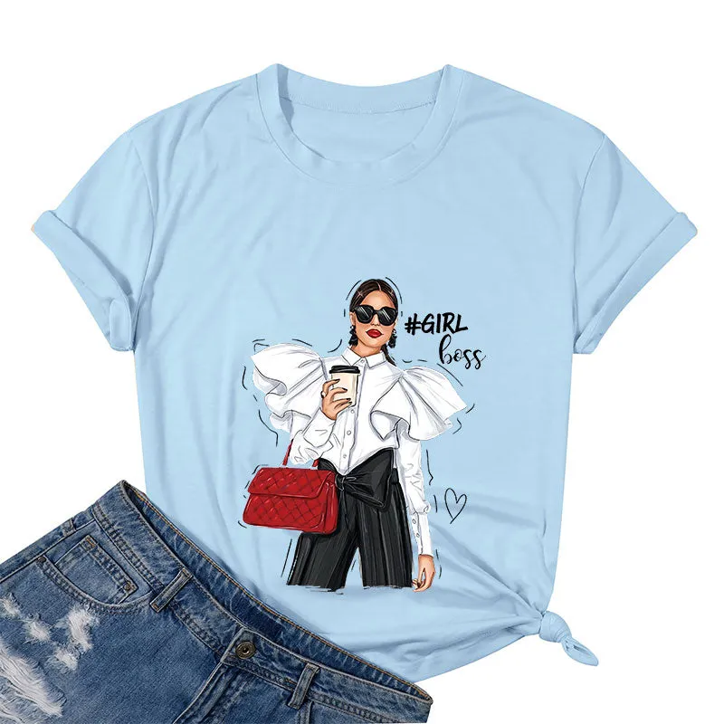 Girl Boss With Coffee Cotton Tee