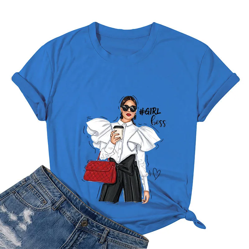 Girl Boss With Coffee Cotton Tee