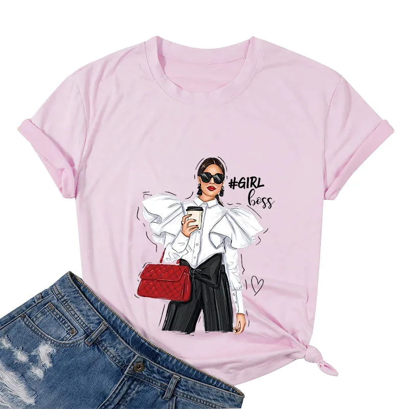 Girl Boss With Coffee Cotton Tee