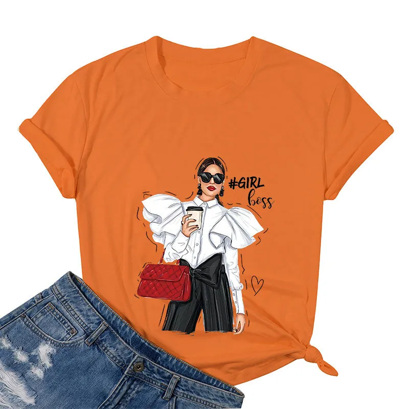 Girl Boss With Coffee Cotton Tee