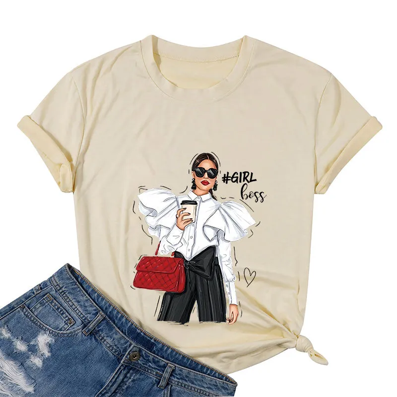 Girl Boss With Coffee Cotton Tee