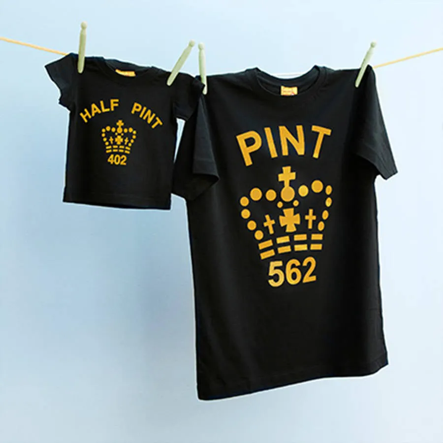 Gold Pint and Half Pint Twinset for parents babies and children