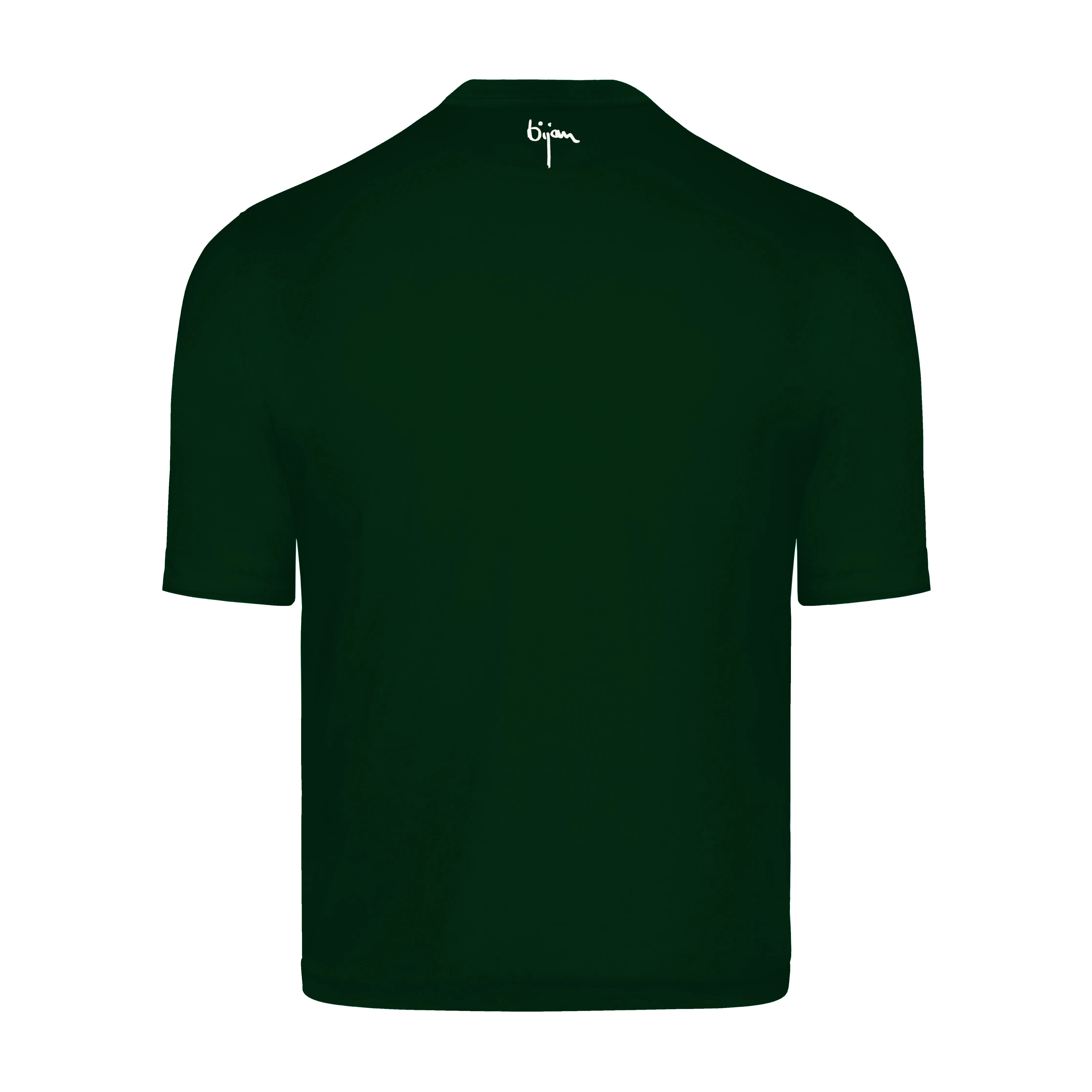 Green Round Neck Short Sleeve T-Shirt with 3 Buttons