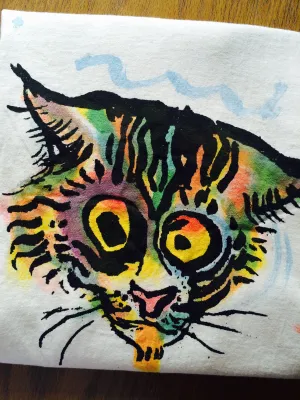 Hilo Cats (Romeo) - Hand printed & hand colored shirt