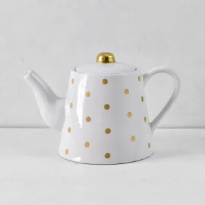 Home Artisan Esmira Golden Polka Dots Ceramic Teapot