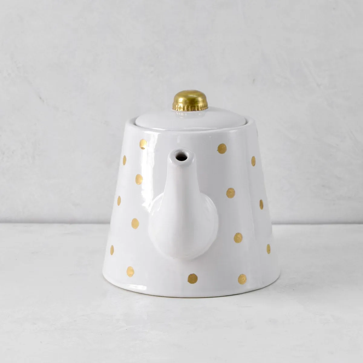 Home Artisan Esmira Golden Polka Dots Ceramic Teapot