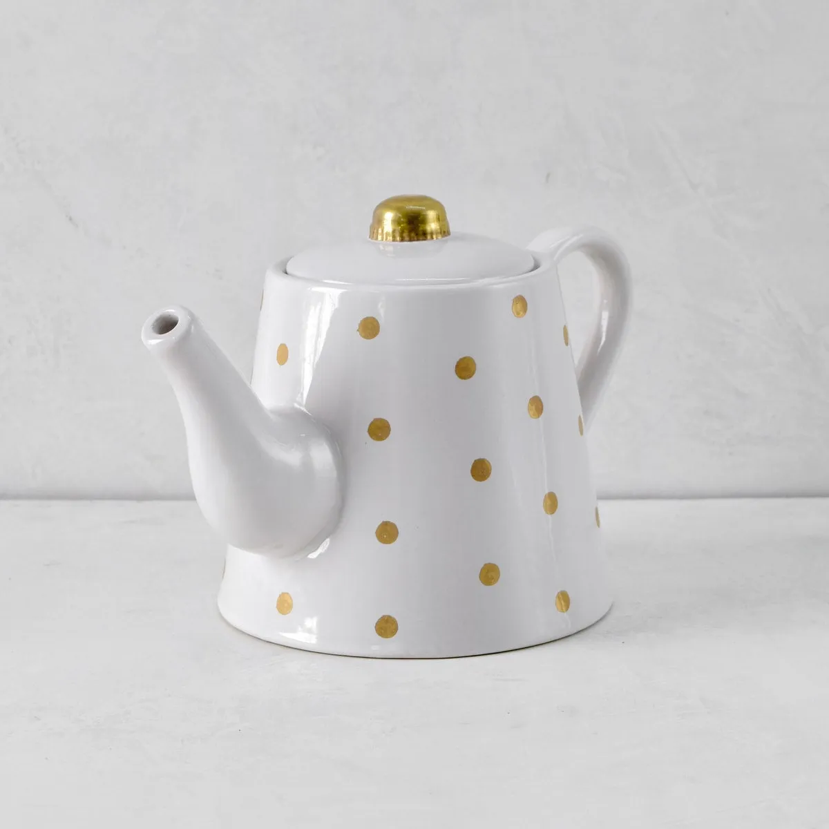 Home Artisan Esmira Golden Polka Dots Ceramic Teapot