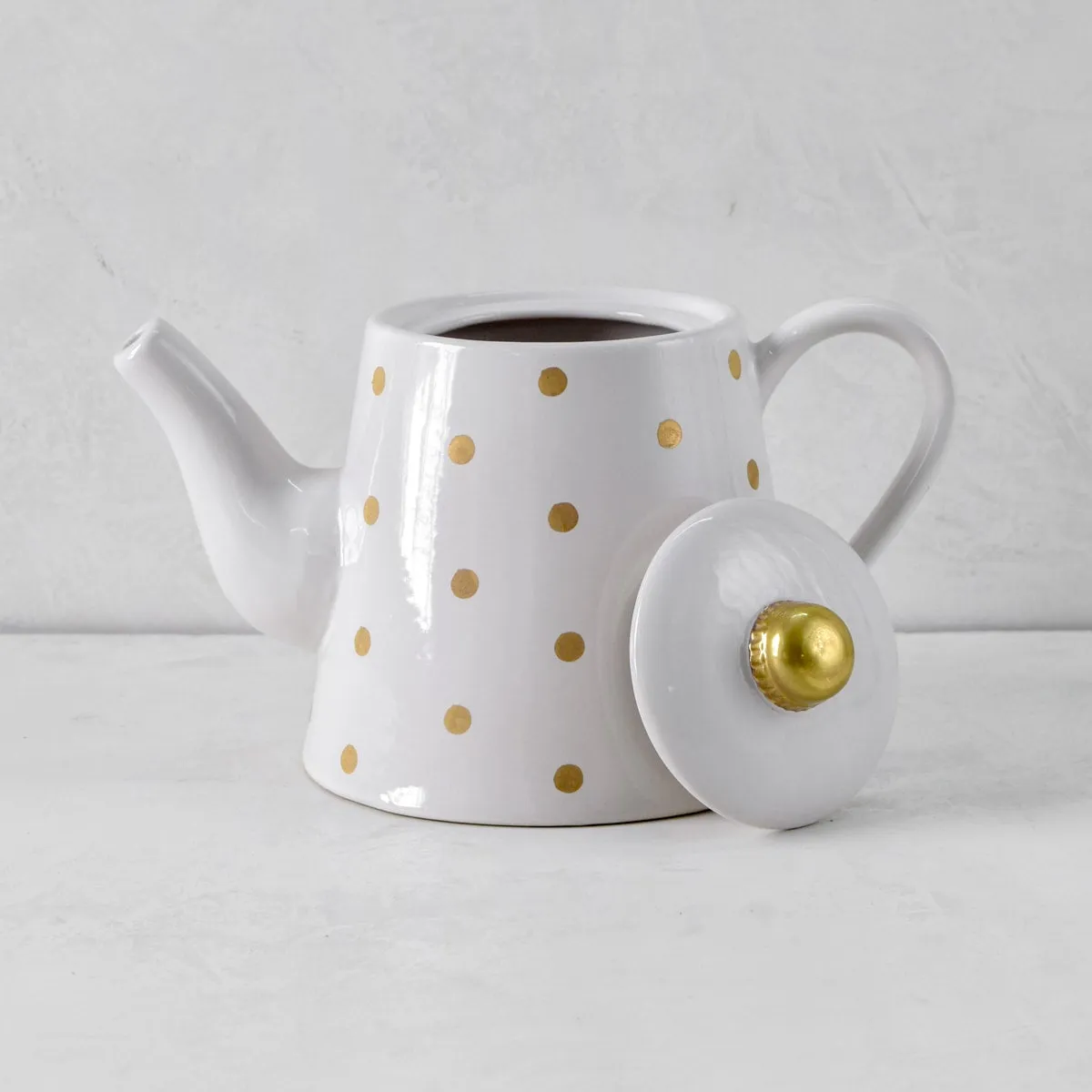 Home Artisan Esmira Golden Polka Dots Ceramic Teapot
