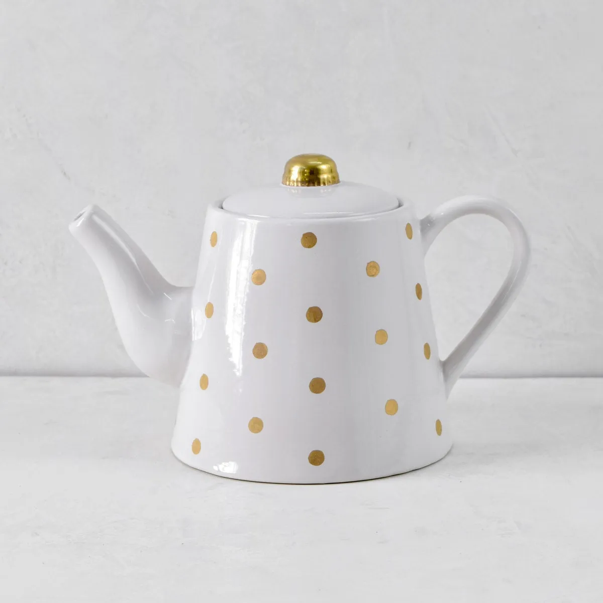 Home Artisan Esmira Golden Polka Dots Ceramic Teapot