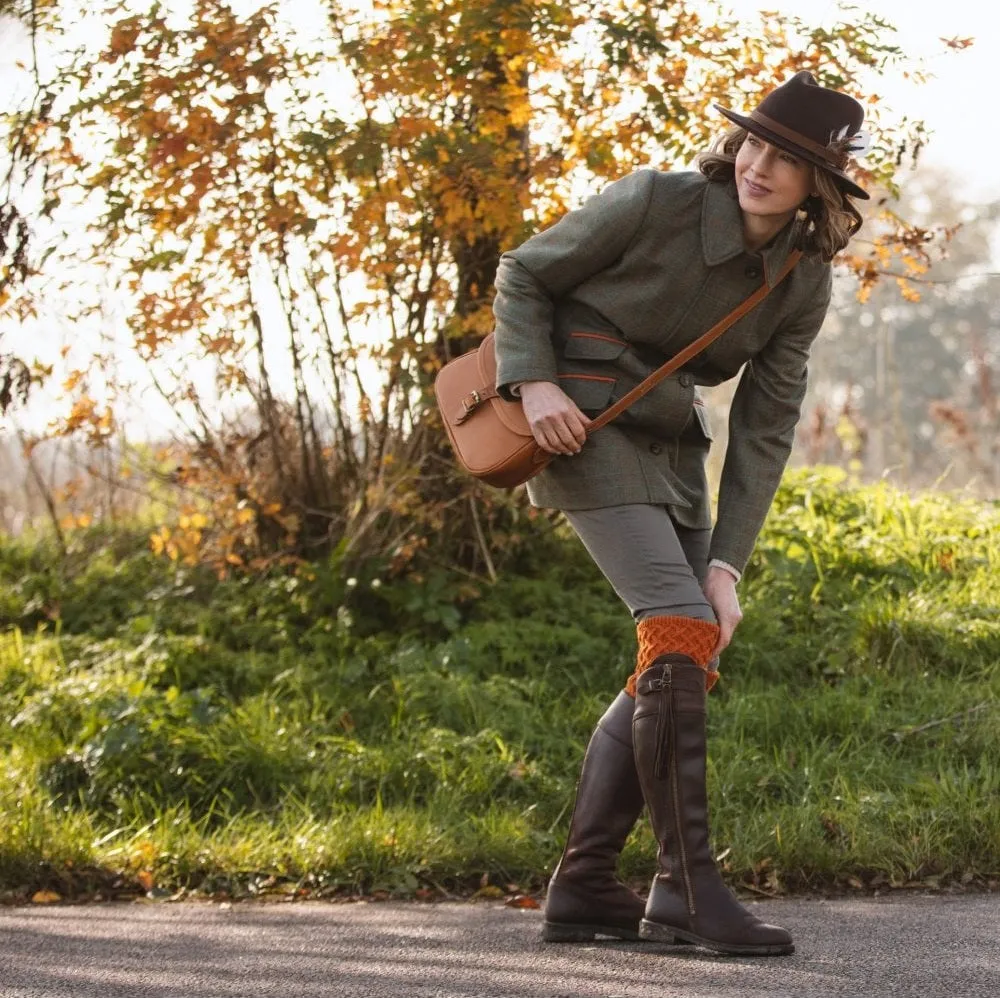 HOUSE OF CHEVIOT Lady Rannoch Shooting Socks - Womens - Burnt Orange