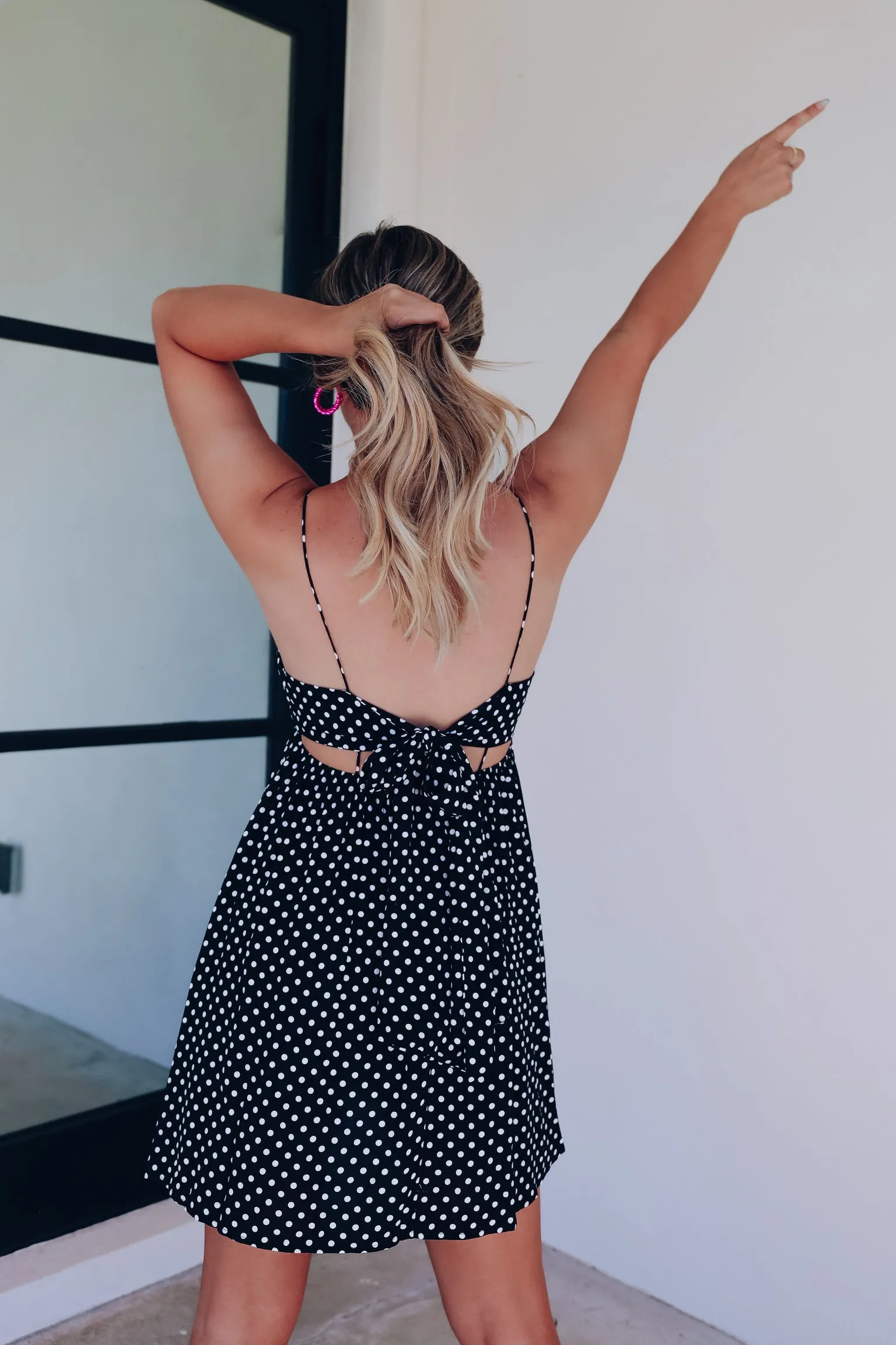 Hyland Polka Dot Mini Dress - Black