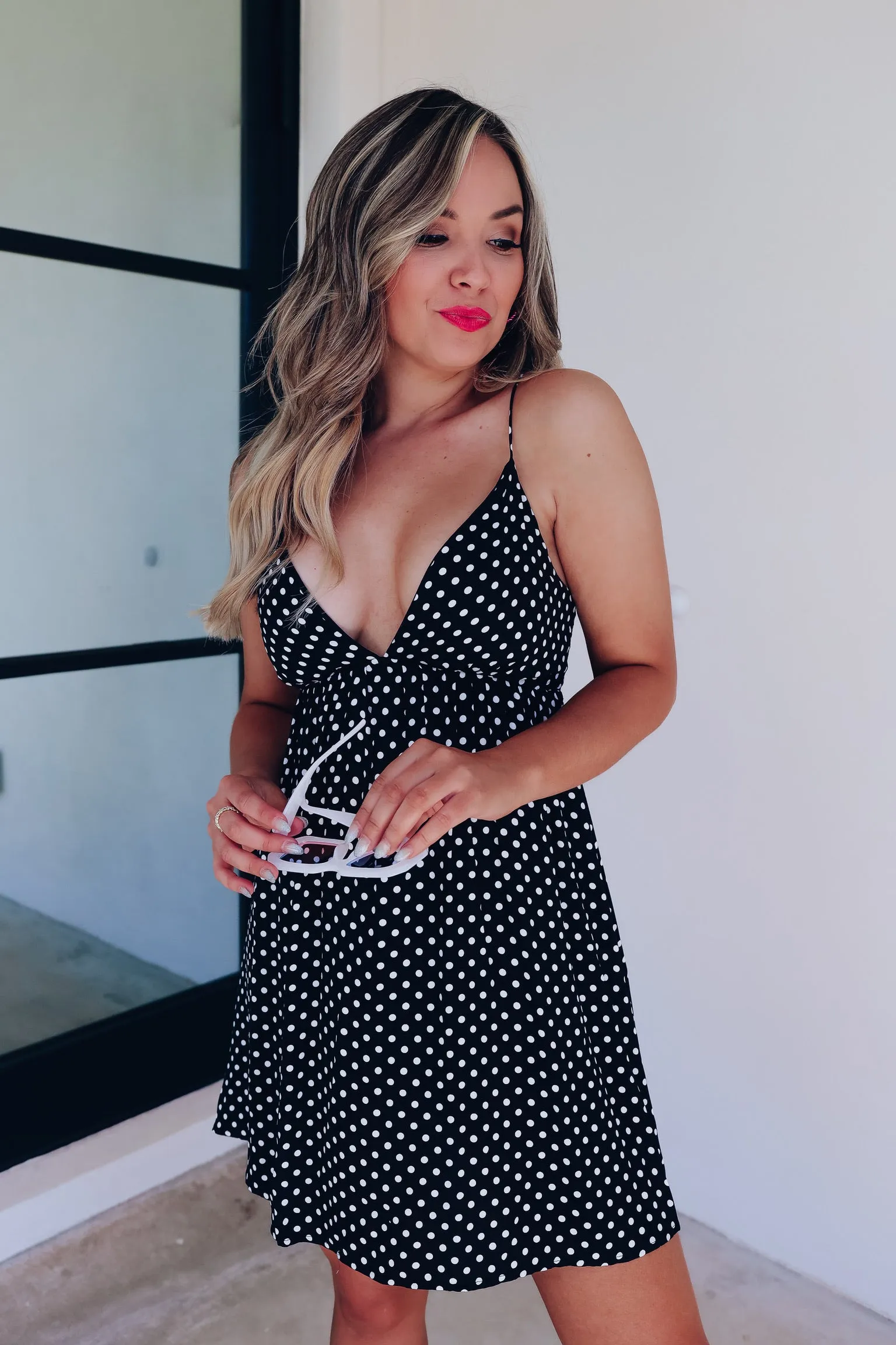 Hyland Polka Dot Mini Dress - Black